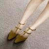 Fashion Bow Shoes Buckle 2025 Sandals Suit Female Beige Summer Heels Shallow Mouth New Strap Black Girls Pointed High Stiletto Closed