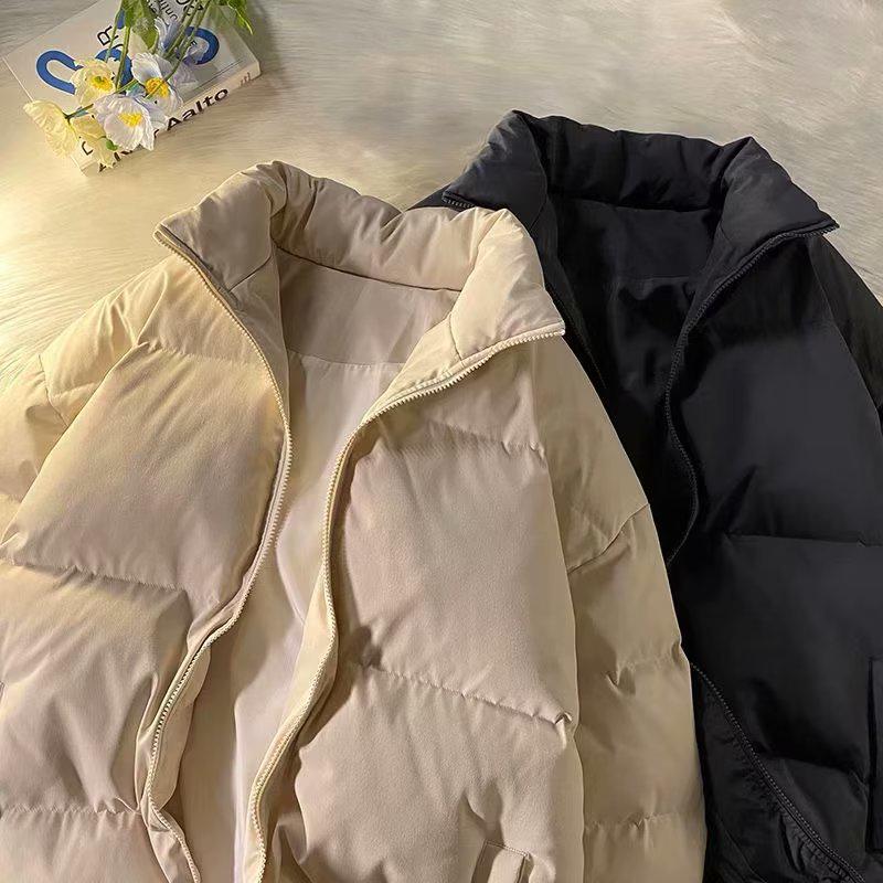 Men's Trendy Winter Cotton Jacket - Thick, Versatile, Stand Collar Outerwear for Students