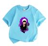 Kids Boys Girls Crew Neck Short Sleeve 100% Cotton T-Shirt, Cool Anime Character Printed Casual Summer Tee for School Daily Wear, Purple Art Pattern S