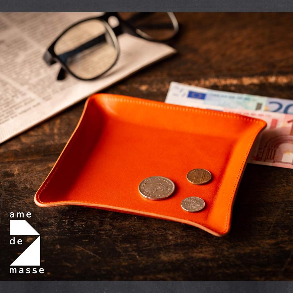 Am De Mas Small Item Tray, Tochigi Leather, Genuine Leather, Made In Japan, Tabletop, Handmade, Simple, Lightweight, for Accessories, TY-006 (M