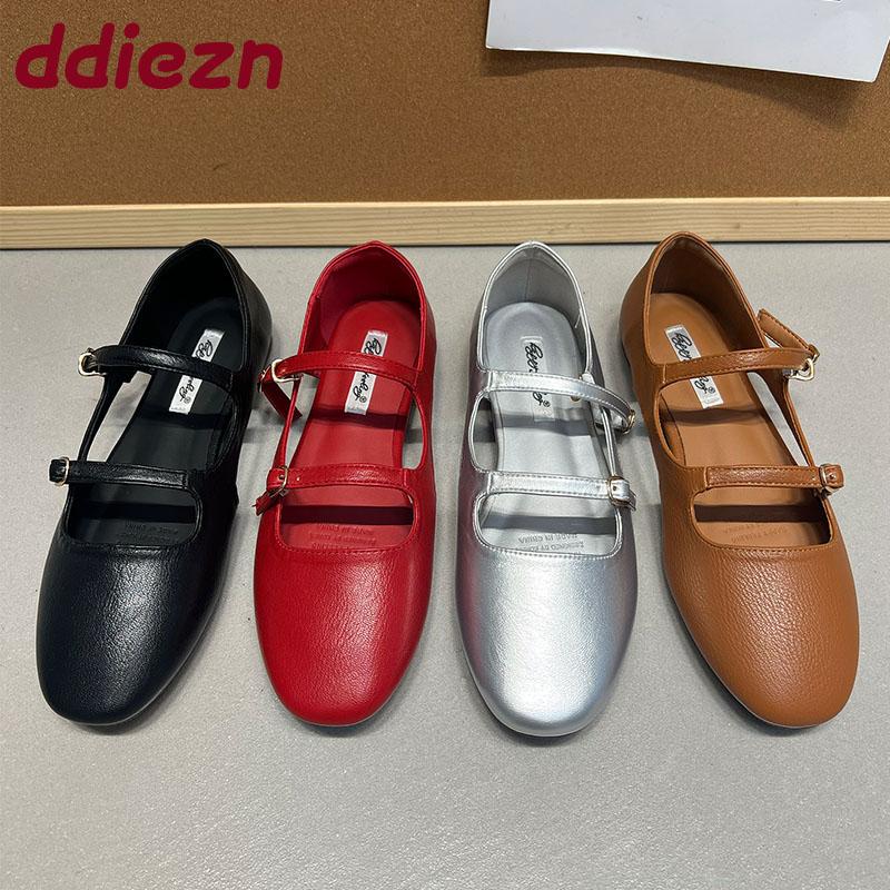 Fashion Fashion Buckle Strap Ladies Mary Janes Flats Shoes Casual Female Shallow Footwear Hollow Women Ballet Flats Shoes New 2025