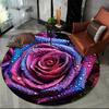 Pink Rose Flowers Round Carpet Romantic Floral Circle Rug Women Girls Bedroom Living Room Balcony Floor Mat Home Decor Doormat