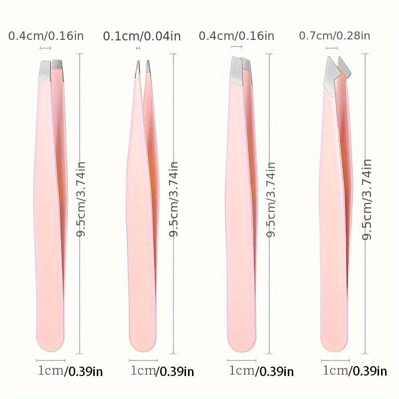 4 Pcs Tweezers Set - Professional Tweezers For Eyebrows - Great Precision For Facial Hair, Splinter And Ingrown Hair Removal Wit