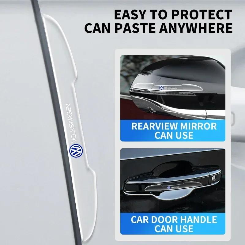 4PCS Transparent Car Door Anti-collision Protector Bumper Strip Sticker For Volkswagen VW Golf 4 6 7 GTI Tiguan Passat B5 B6 zr8