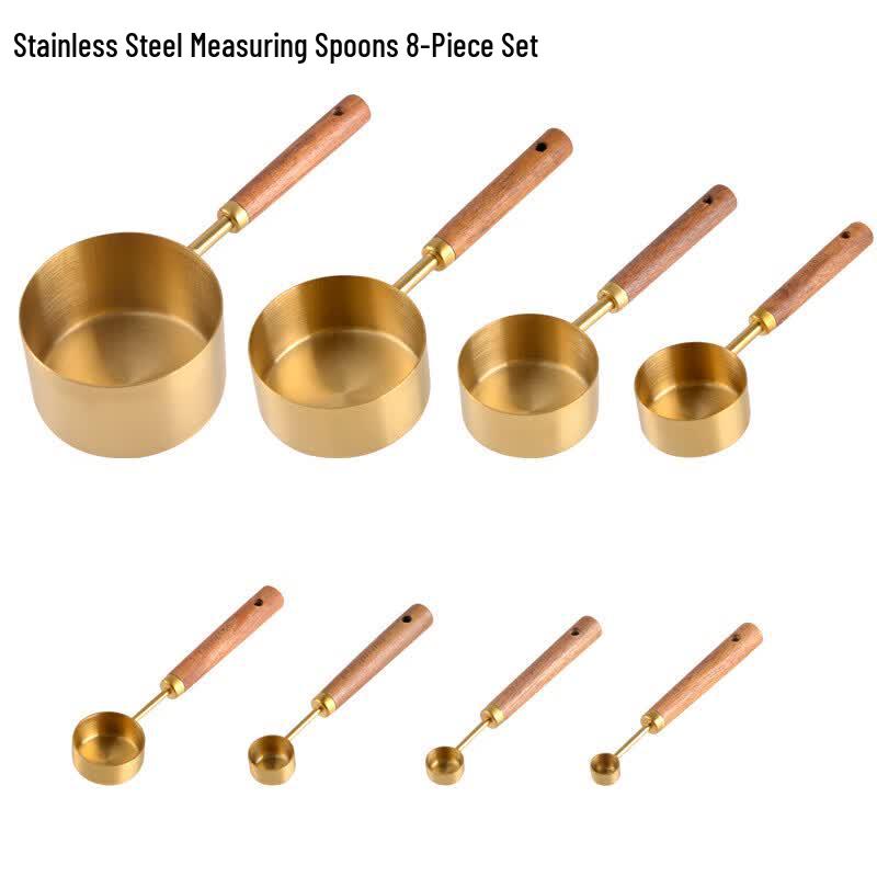MDNG 8-Piece Wood Handle Measuring Cups and Spoons Set