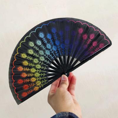 Folding Fan Floral Leopard Starry Sky Print Dance Fan Stylish Handheld Fan for Parties Festivals Performance