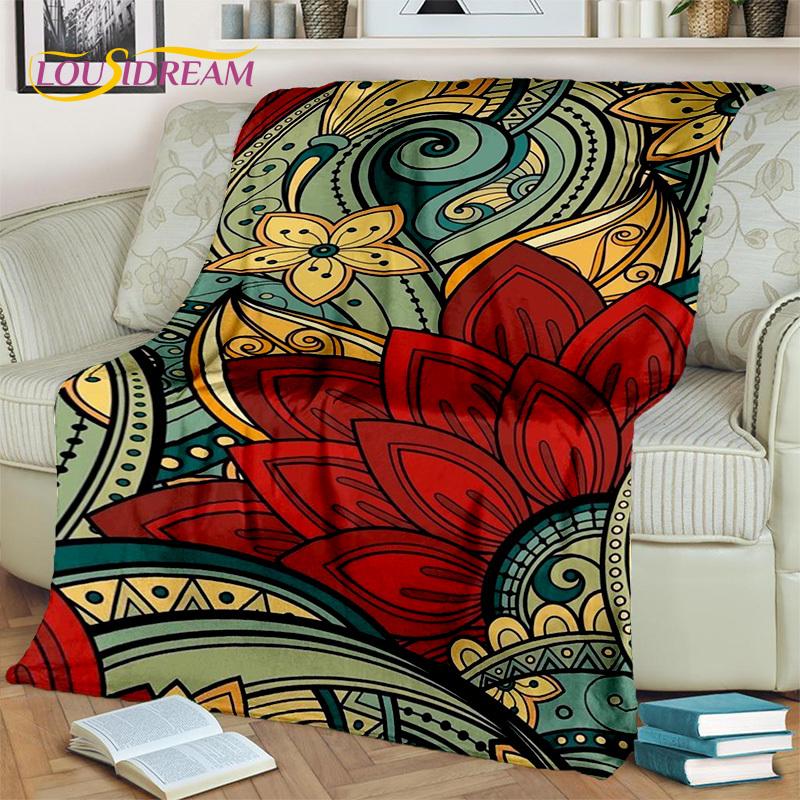 3D Mandala Bohemia Geometric Flower Blanket,Soft Throw Blanket for Home Bedroom Bed Sofa Picnic Office Hiking Leisure Nap Cover