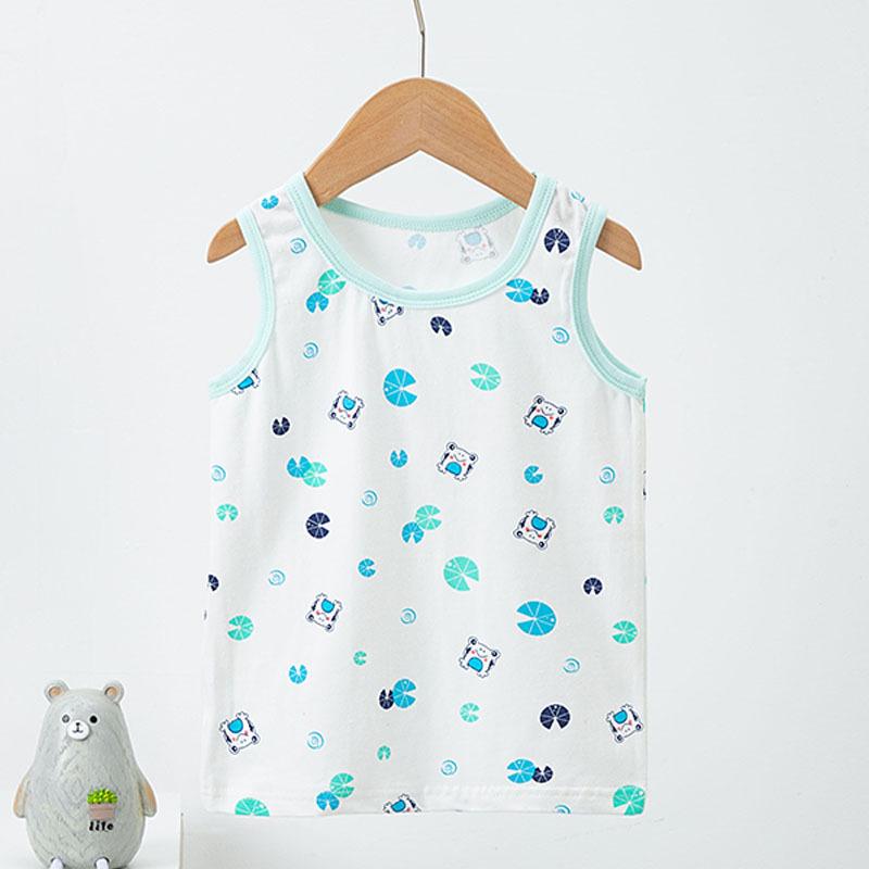 Children's vest pure cotton Lycra summer thin cartoon print children's men's and women's sleeveless bottoming shirt small vest