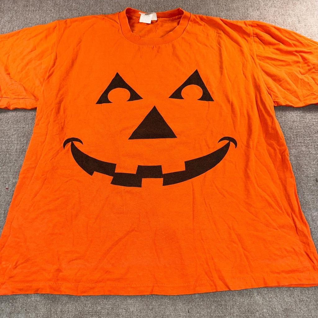 LTS Enterprises Kürbis Halloween T-Shirt Orange Kürbisgesicht Herren L Unisex T-Shirt