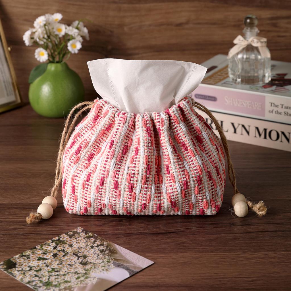 New Linen Lace Tissue Box, Napkin Paper Box, Tissue Cover, Hanging Decoration, Adhesive Buckle Tissue Desktop Decoration