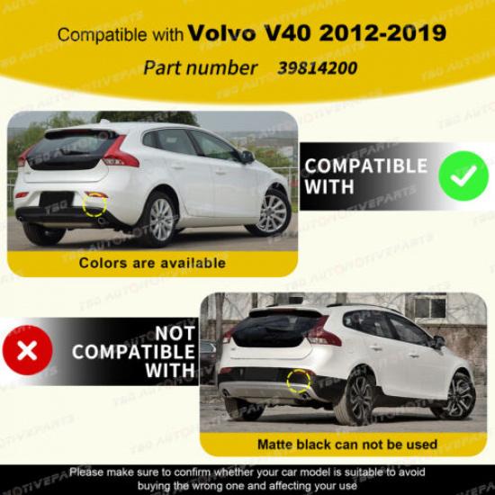 Crystal White for Volvo V40 2012 2013 2014 -  Rear Bumper Tow Hook Eye Cover