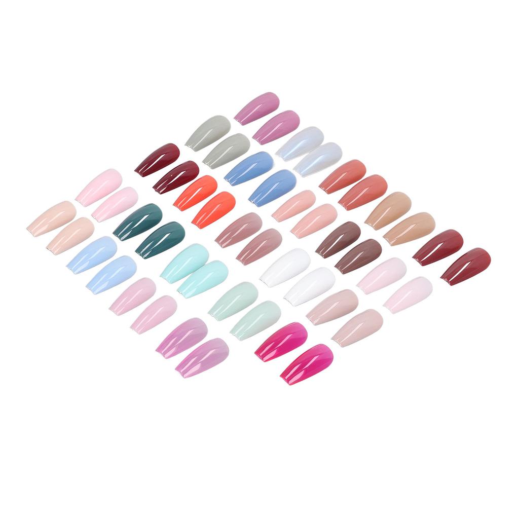 576pcs Press On Coffin Fake Nails Glossy Full Cover Color Mixing Different Size Ballerina False Nails