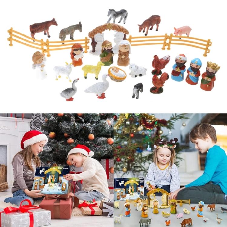 Whimsical Jesus Nativity Display Enchanting Christmas Countdown Calendar for Children