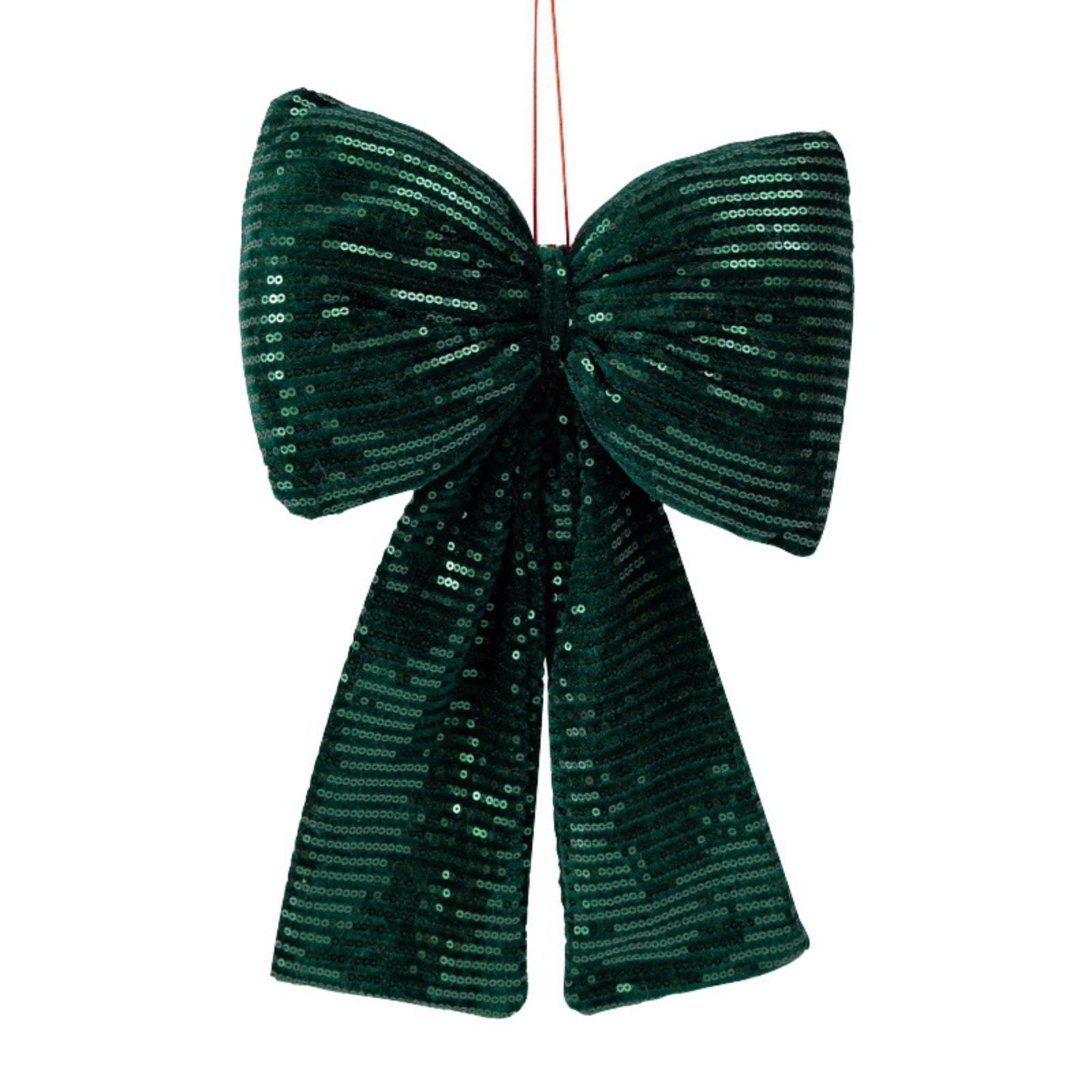 Christmas Sequin Bow Pendant 38cm Large Christmas Tree Bow Pendant Christmas Party Scene Decoration Props One Size