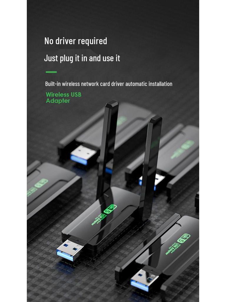 WiFi 6 Driver-Free Wireless USB Network Card for Desktop PCs