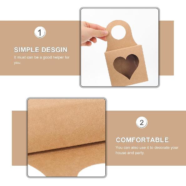VILLCASE 25 Pieces Kraft Paper Wine Bottle Box with Window, Small Hanging Gift Boxes, Foldable Wine Candy Boxes for Chocolate, Truffles, Cookies,