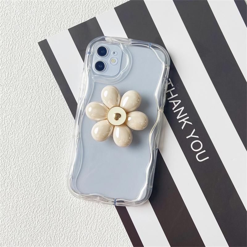 Pearl Flower Bracket Holder Soft Case For Redmi Note 13 12 Pro Plus 5G Note 12S 10 11T 10S 11 11S 8 9 PRO 13C10C 9A 9C 10 Cover