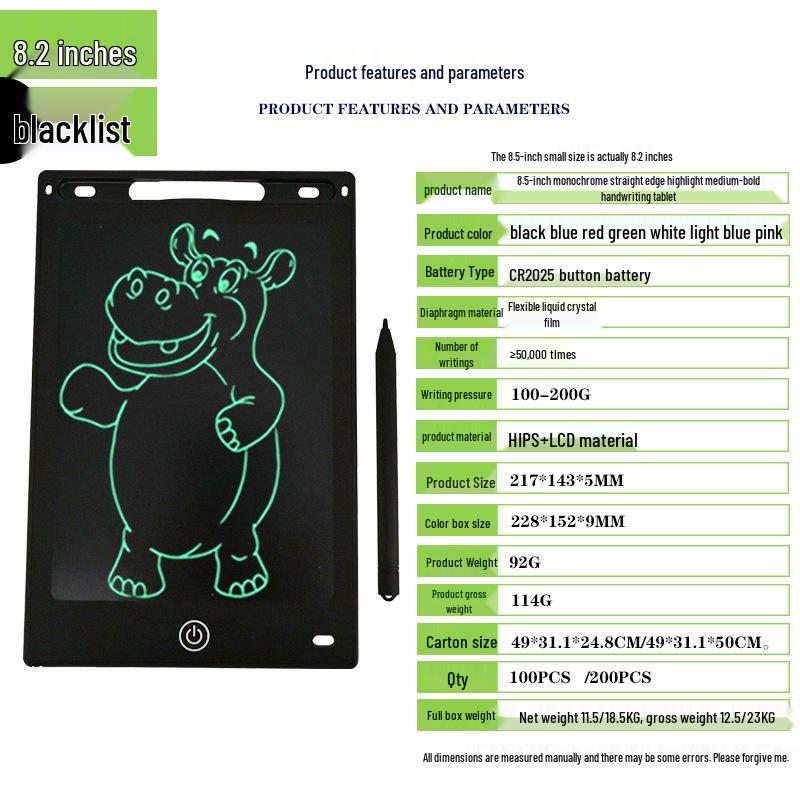 Kids' LCD Drawing Tablet - 6.5/8.5/10/12 Inch with One-Click Clear Screen