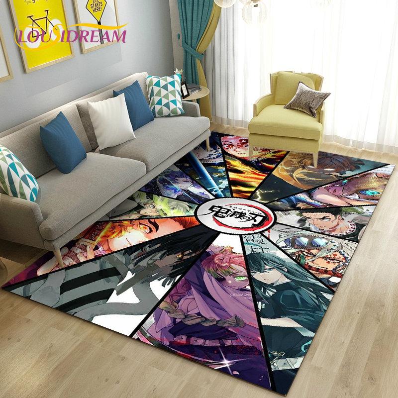 3D Demon Slayer Cartoon Area Rug Large,Carpet Rug for Living Room Bedroom Sofa Doormat Decoration,Kids Play Non-slip Floor Mat