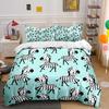 Cartoon Zebras Repeating Pattern Print Bedding Set 1 Duvet Cover 2 Pillowcases For Adult And Children Luxury Gift Full Size