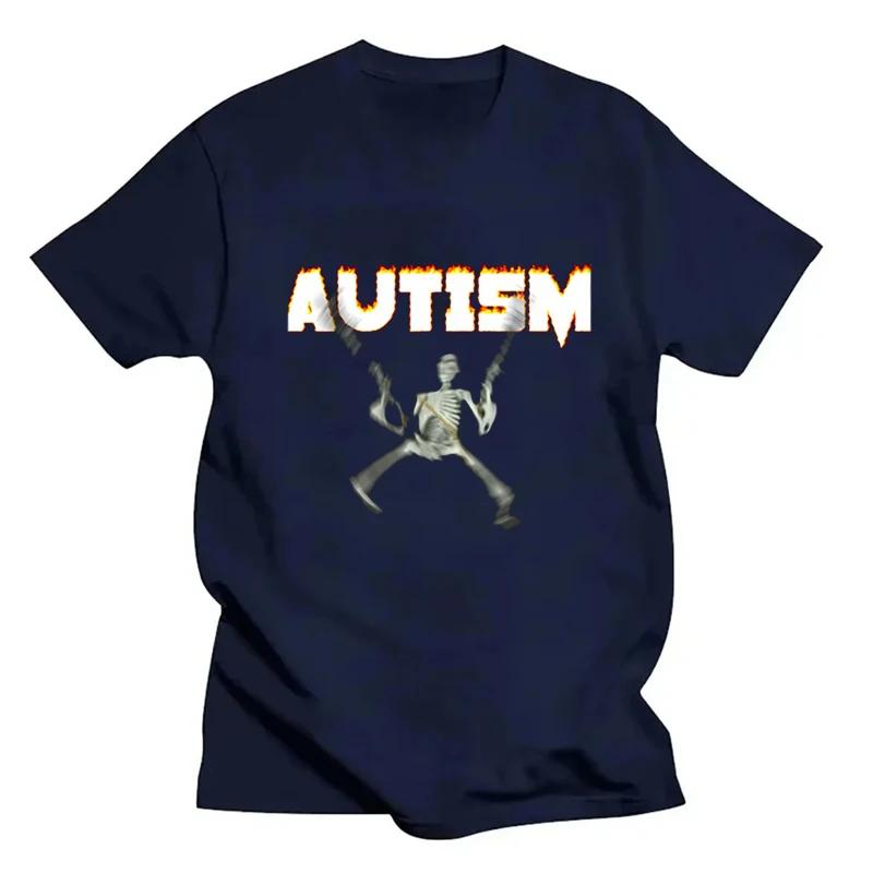 Autism Skeleton Meme Humor Funny Skull Men Women Fashion Hip Hop T-shirt Short Sleeve Fashion Casual Tshirt Oversized T Shirt