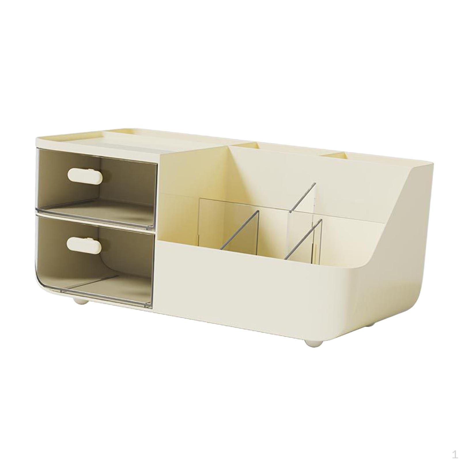 Desk Organizer Cosmetic Storage Rack Multipurpose Divided Box Table Display Stand for Cream Color 1140₽