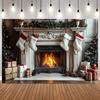 Christmas Indoor Photography Background Fireplace Gifts Socks Xmas Tree Interior Party Birthday Home Decor Photo Backdrop Studio10