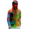 Men's Summer Gradient Color Geometry Quick-drying Long-sleeved T-shirt Sun Clothing Fishing Fitness Sports Hooded Long-sleeved Top