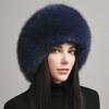 Fox Hair Hat Winter Women's Fur Hat Warm Ear Protection Princess Bun Hat