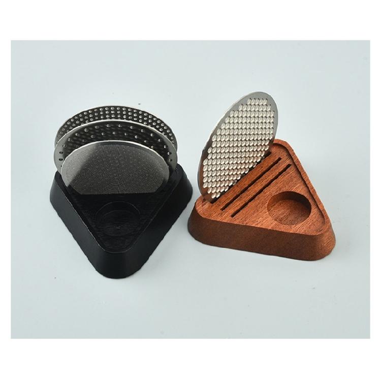 3 balení 53,5 mm sítko na espresso z nerezové oceli Kávový filtr se sítkem a magnety Extractor a dřevěný stojan