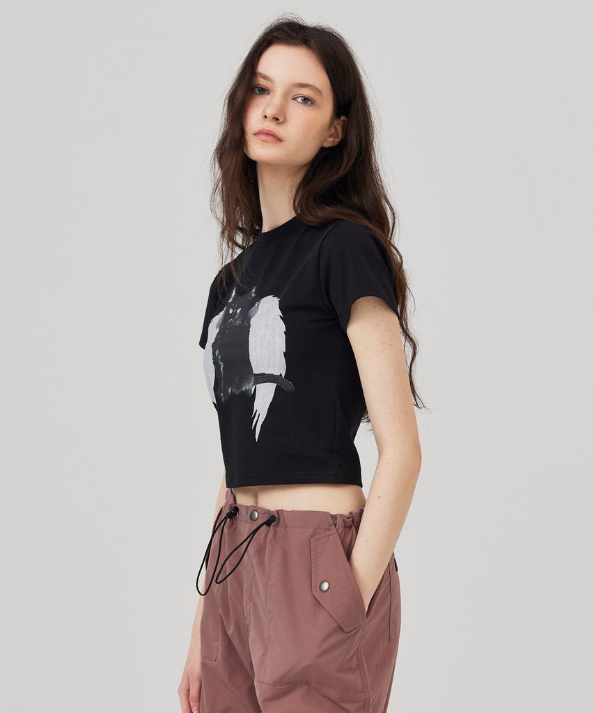 KITTY POTTERY Angel Cat Short Sleeve T-Shirt White
