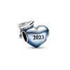 Pandora Moments Charm - Abschluss Herz 2023 Blau 925er Silber Abschlussgeschenk