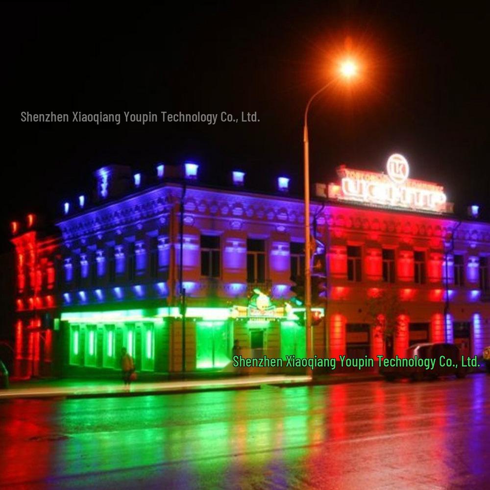 RGB-W Waterproof Outdoor LED Floodlight with Automatic Seven-Color Flashing for Park Landscapes