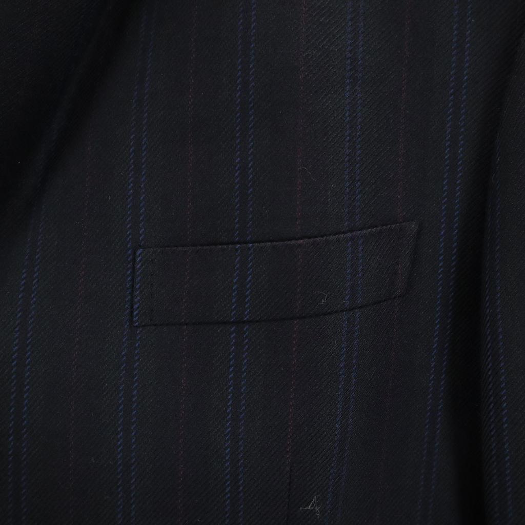 Lanvin 80er 90er Seiden-Woll-Mischung alte Streifen maßgeschneiderte Jacke R46-44 Marineblau Herren Gebraucht