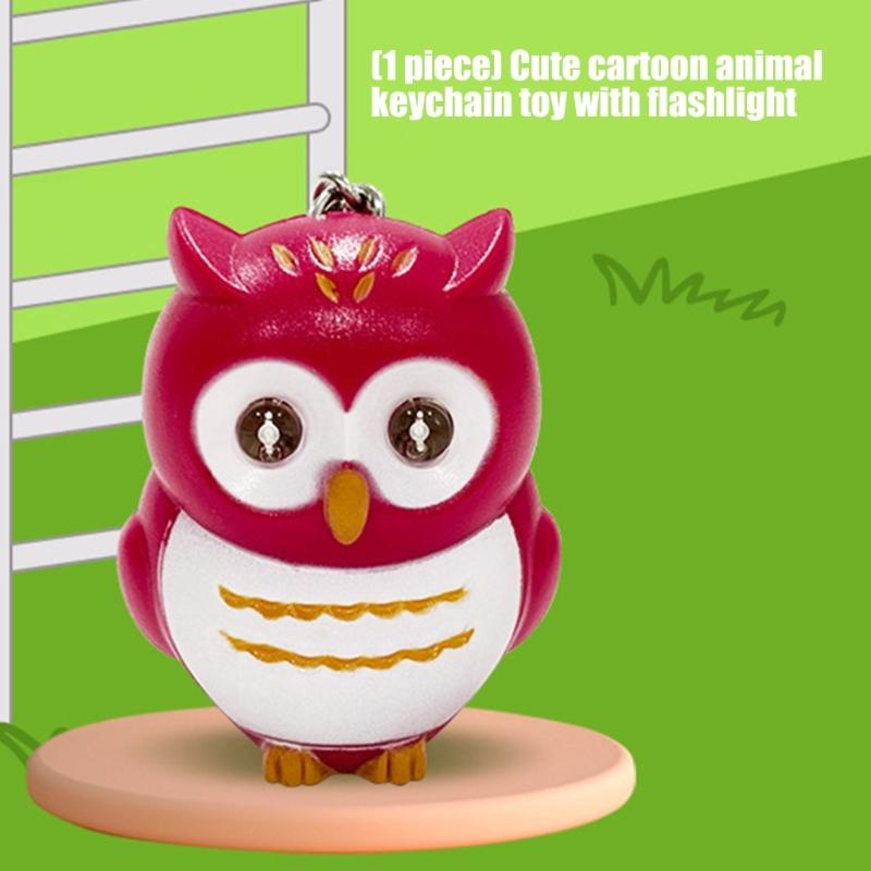 ABS Animal Shaped Flashlight Keychain Builts In Light for Dark Conditions Cartoon Animal Portable Accessory