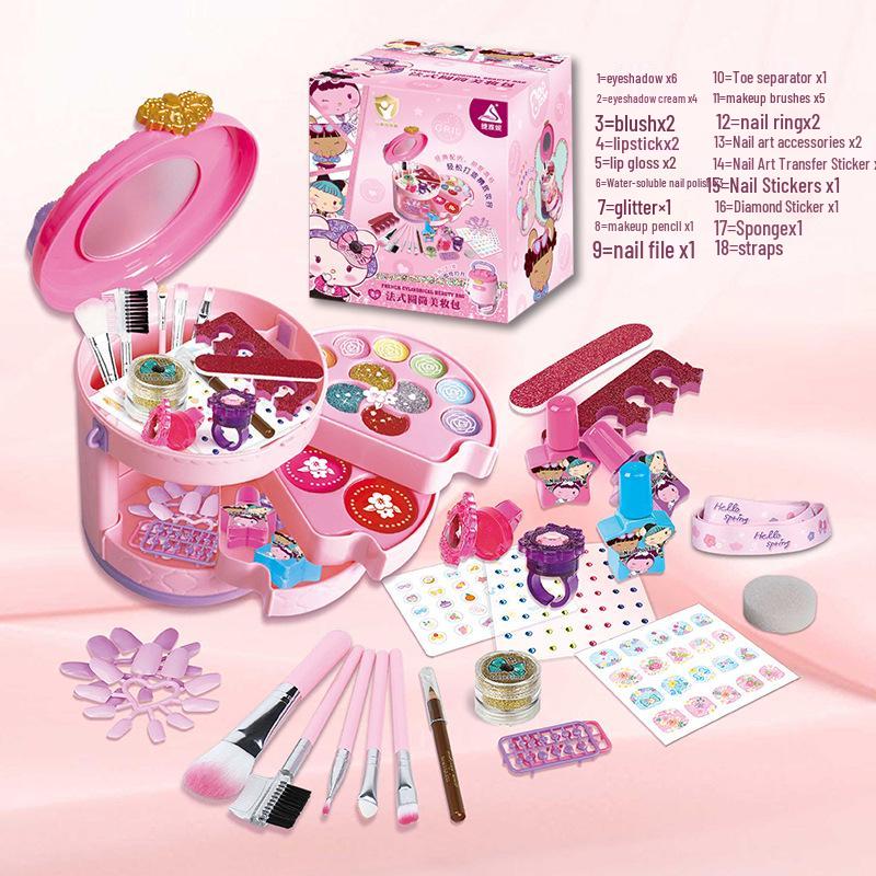 Jieyani Princess Makeup Set for Kids - Pretend Play Kit with Lipstick and Nail Polish