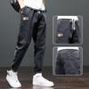 Pantaloni Estivi da Uomo in Tessuto di Cotone Sottile 2026 Retro Colore Unico Lavati alla Caviglia Larghi Casual Pantaloni da Trekking Jogging Taglia Grande S-5XL