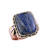 Gemma di Sodalite Naturale Argento Sterling Massiccio 925 Anello Bicolore Regalo S.9 g8l99