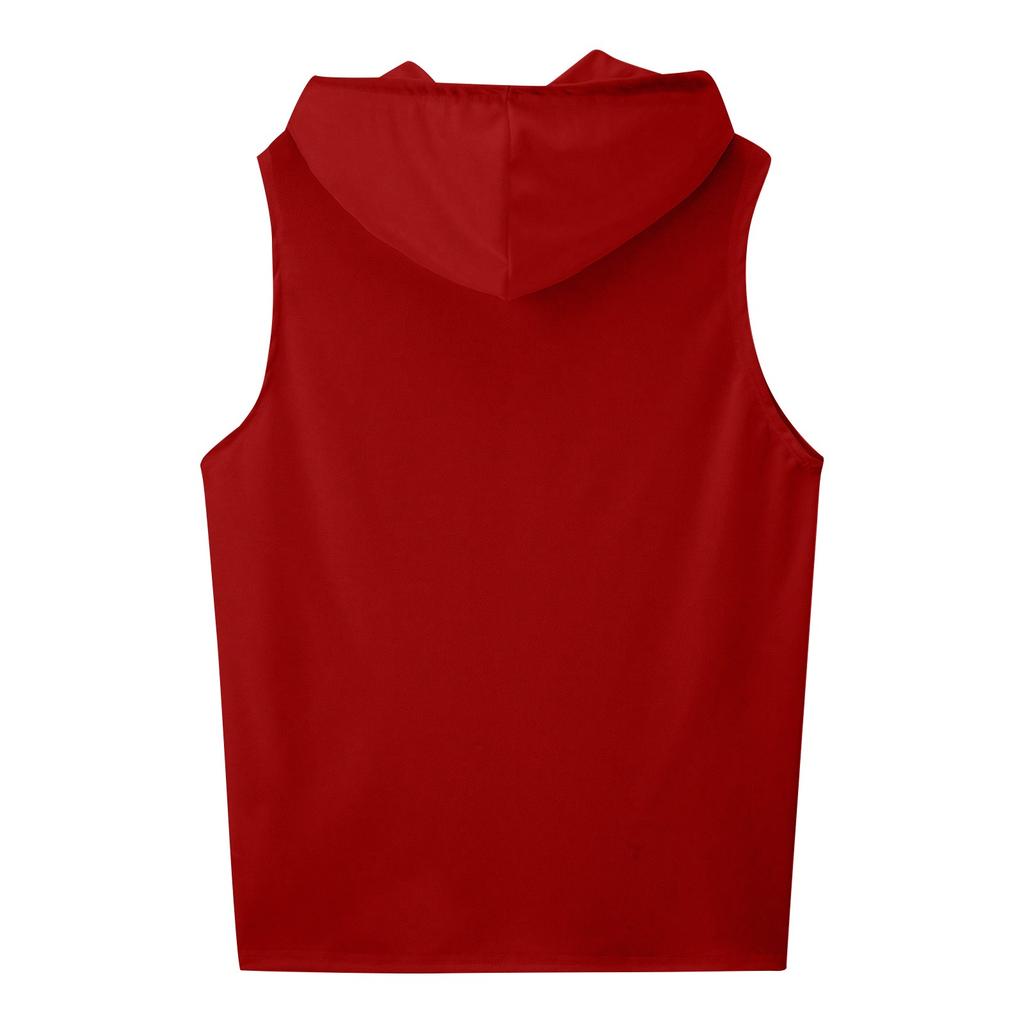 Men's Summer Casual Hooded Pocket Vest Vest Sports Sleeveless Shirt