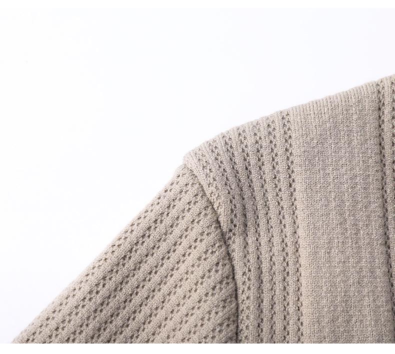 Men's Solid Color Knit Cardigan - Anti-Pilling Casual Jacket for Autumn/Winter 2024