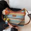 Large Capacity Woven Shoulder Bag Polyester Knit Hobo Bag Causal Straw Tote Bag  Vacation