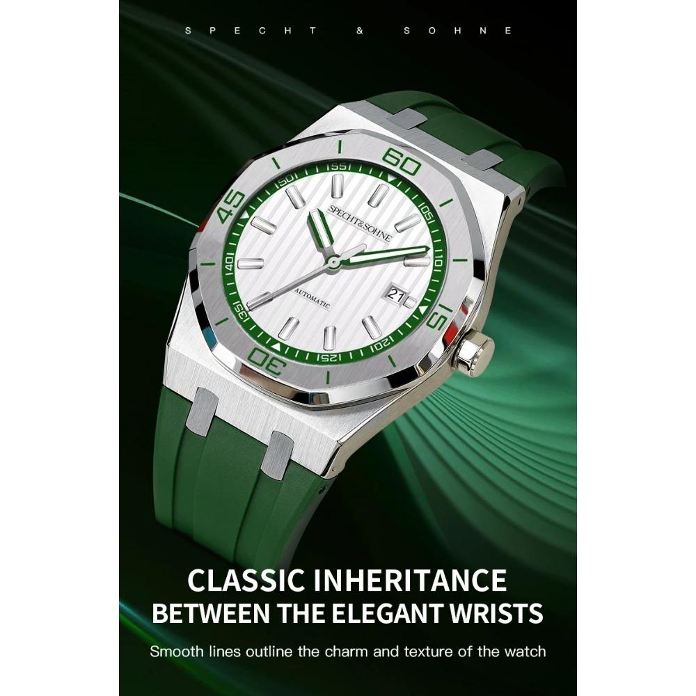 Specht & Sohne New 40mm Men Automatic Mechanical Watches Men Luxury Stainless Steel Watch Rubber Relogio Masculino Waterproof