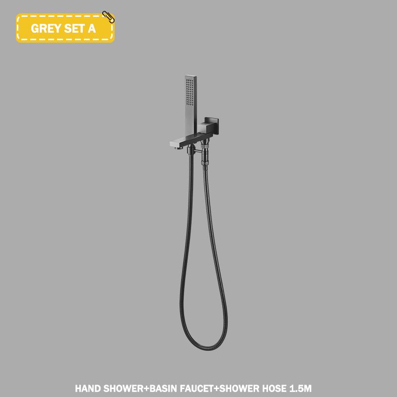 Black Bathtub Shower Faucet Wall Mounted Brass Swivel Bathtub Spout With Hand Shower Bathroom Hot And Cold Bathtub Shower Faucet