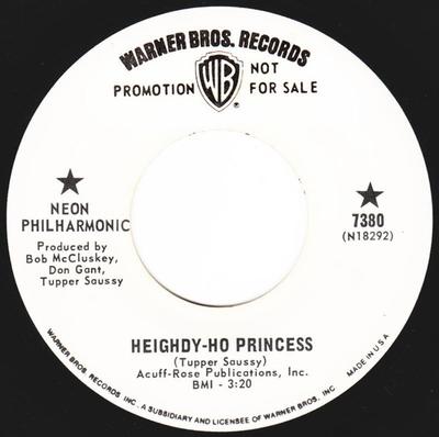 7inch Record NEON PHILHARMONIC HeighdyHo Princess 7380PROMO Warner Bros. Re 1970 US Rock Used