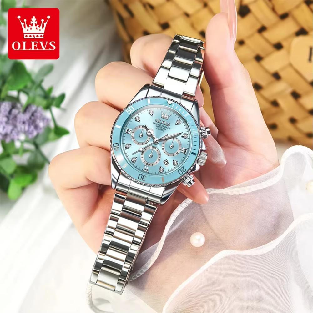 OLEVS Luxury Women Watch Original Quartz Watch Multi Functional HD Date Waterproof Luminous Chronograph Women Watch