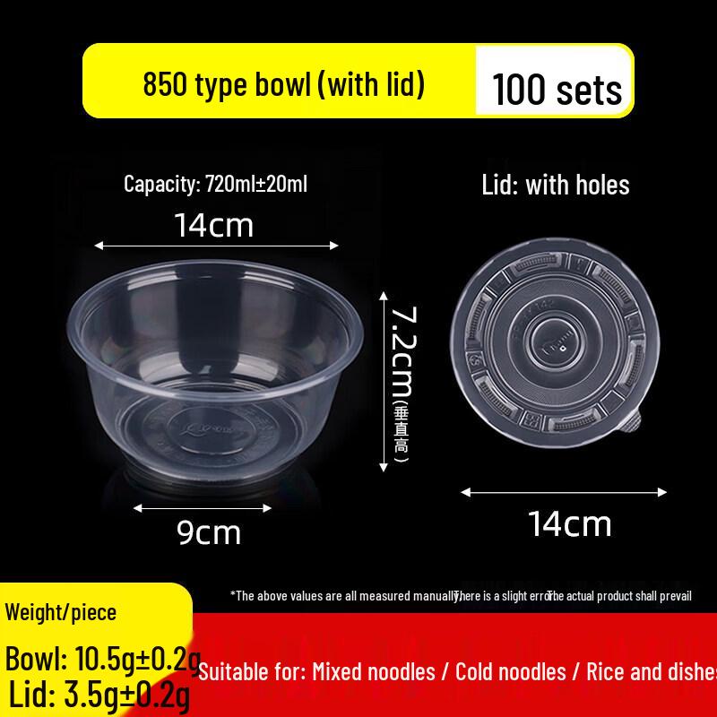 Disposable Round Plastic Bowl with Lid
