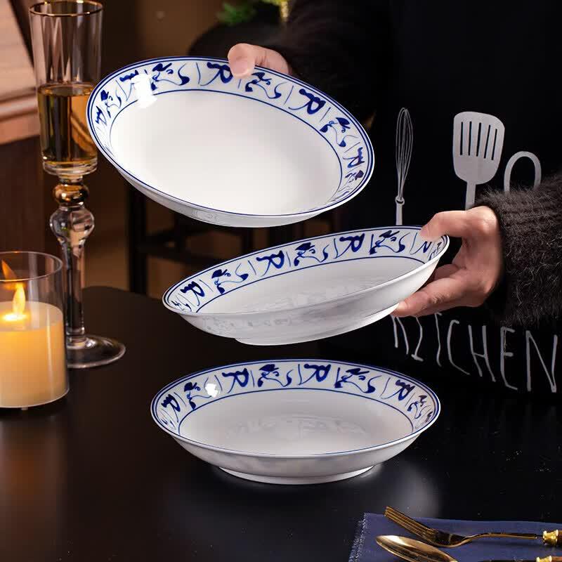 Aowei Jingdezhen Blue & White Ceramic Plate