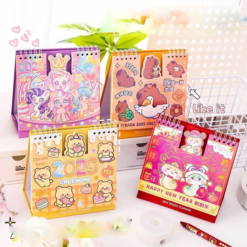 Scratch 2025 Off Calendar Cartoon Cute Tabletop Decoration Student Calendar