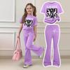 Girls Casual Short Sleeve Printed Outfit Set for Daily Summer Wear