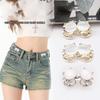 Cat's Eye Waist Buckle with Diamond Pearls, Removable, No-Sew Waist Buttons, Perfect for Reducing Jean Waist Sizes